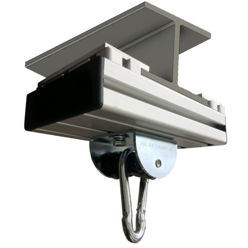 Clamp rail suspension for steel beams including roller joint