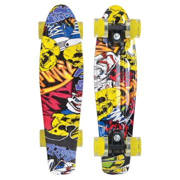 Schildkröt Retro Skateboard Free Spirit - Planche Premium 56 Cm + Roues LED Lumineuses 60 Mm - Design Cool