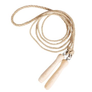 Jump rope with wooden handles