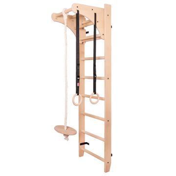 BenchK® Wall Bars 111 with Pull-Up Bar, Rope, and Rings