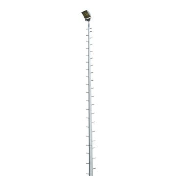 Floodlight mast with rotating crossbeams