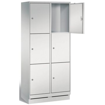 C+P® EVOLO XL Compartment Cabinet with 3 solid steel swing doors, 2x3 compartments