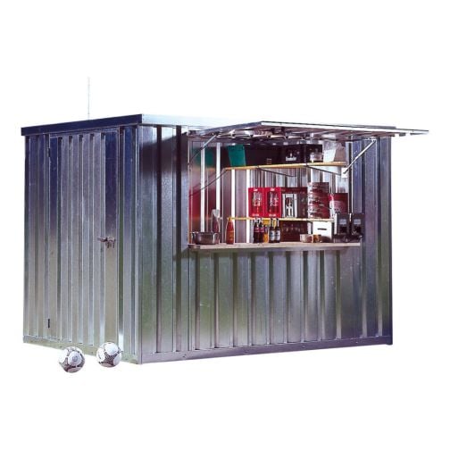 Unloading using a truck-mounted crane for material containers