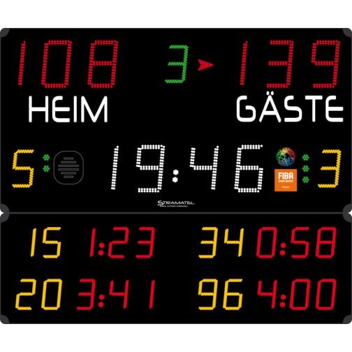 Stramatel® Scoreboard Multisport Pro Indoor, two modules
