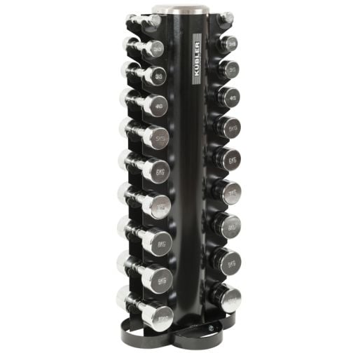 Chrome Dumbbell Set including Storage Rack