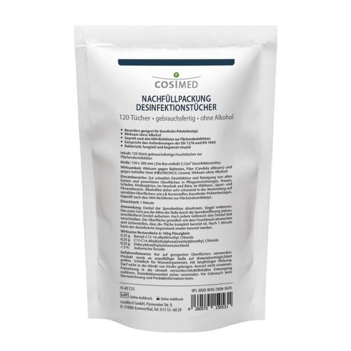 cosiMed® Disinfectant Wipes Refill Pack for Dispenser Canister, 120 Pieces