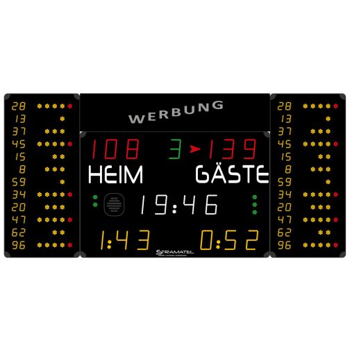 Stramatel® Multisport Compact Indoor Scoreboard, Four Modules