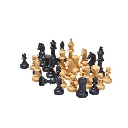 Tournament chess pieces made of plastic
