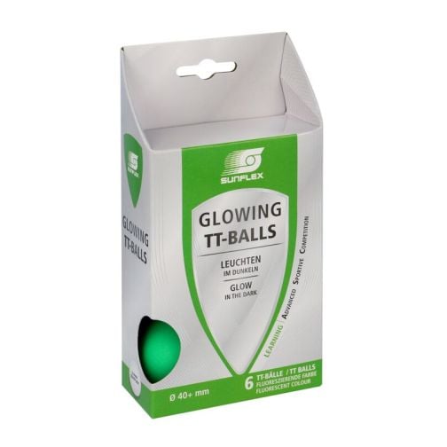 sunflex® Table Tennis Balls Glow in the Dark, Set of 6