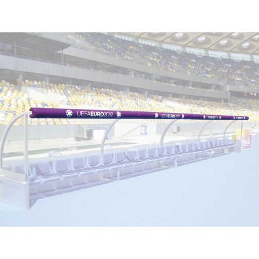 Padded benches for player cabins with custom printing