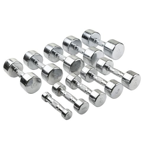 Chrome dumbbell set