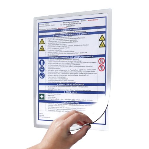 Insert pockets for information box, magnetically adhesive DIN A4 size