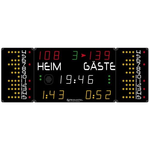 Stramatel® Multisport Compact Indoor Scoreboard, three modules