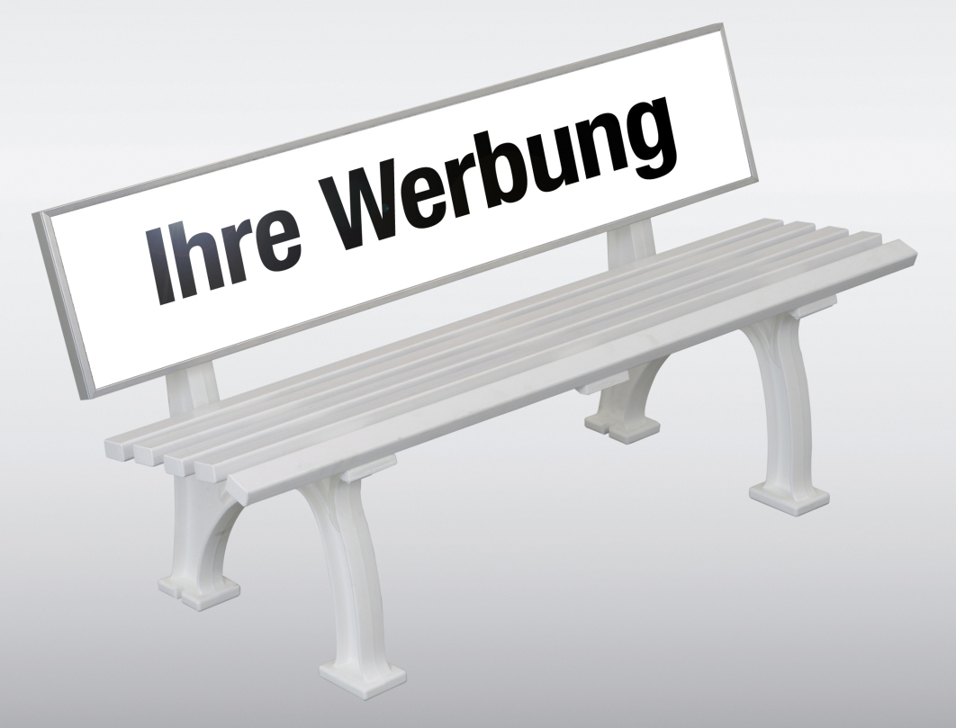 Promotional bench Freiburg with printable fiberglass reinforced plastic backrest