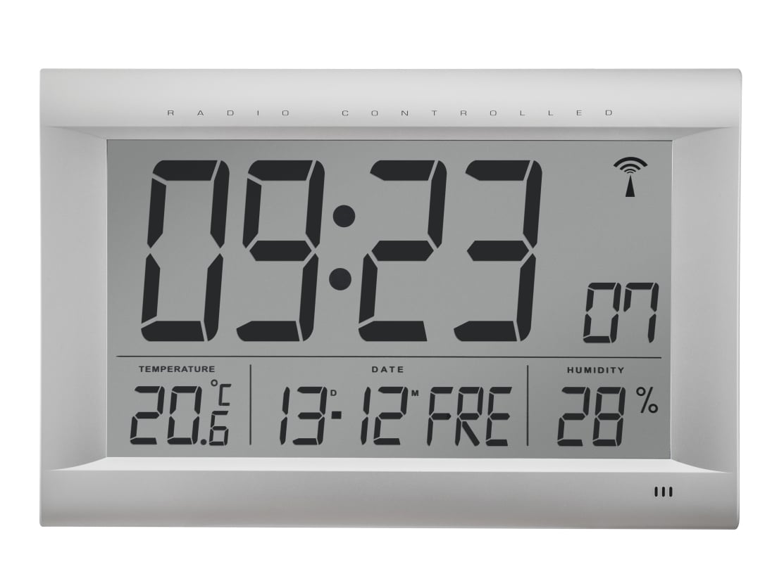 LCD-Jumbo radio-controlled clock Advertime