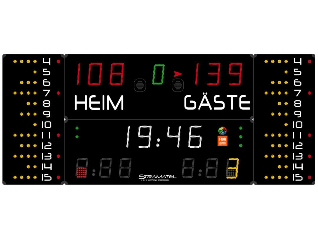 Stramatel® Multisport Super Pro Indoor Scoreboard, four modules