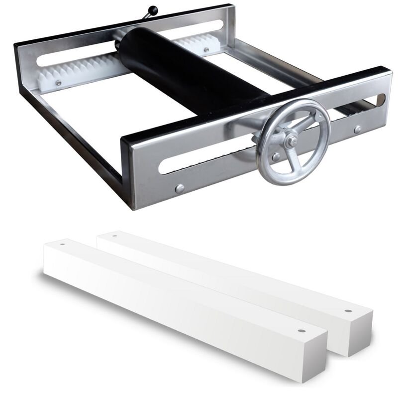 Roller adjustment box with compensating rails