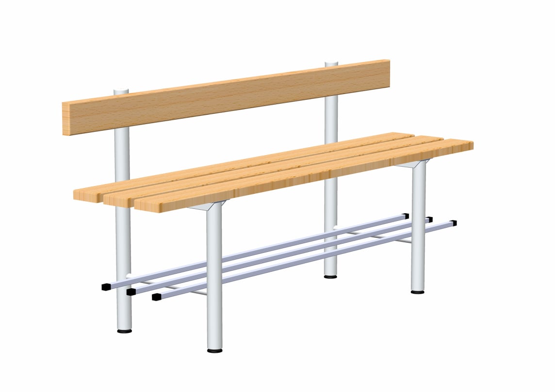 rontec® Changing bench with backrest and shoe rack, one-sided